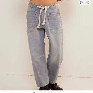 Size 29 Free People Moxie Pull On Barrel Jeans Slouchy Slung We The Free Grey